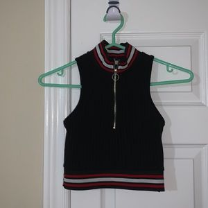 Zip mock neck crop top